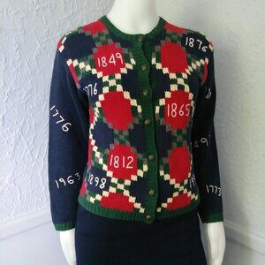 Vintage Cardigan Sweater by Skyr Sportswear - dates in history, navy red white